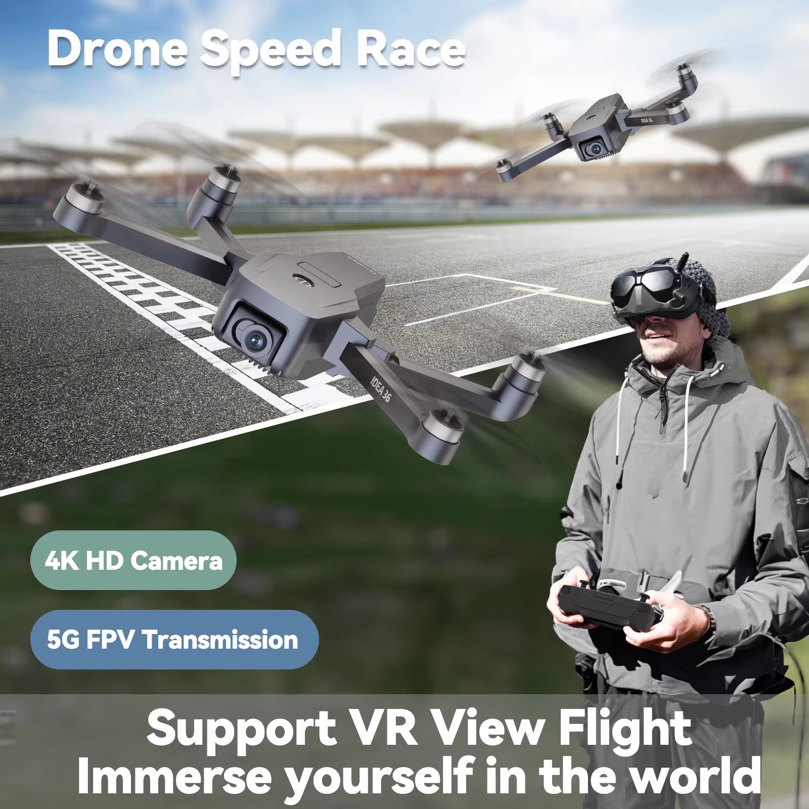 IDEA36 GPS RC Drone with 4K Camera 5Ghz WIFI FPV Optical Flow Positioning Quadcopter Brushless Motor Remoted Control Drones C0