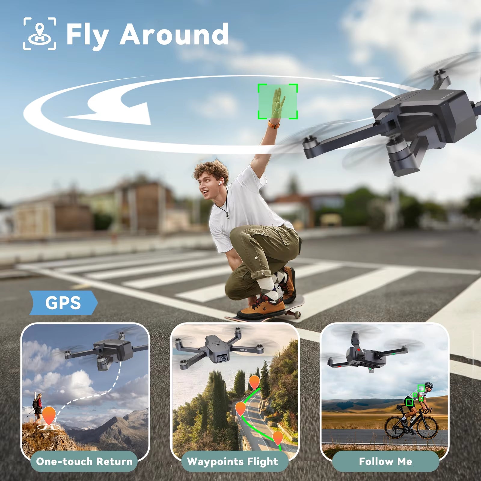 IDEA36 GPS RC Drone with 4K Camera 5Ghz WIFI FPV Optical Flow Positioning Quadcopter Brushless Motor Remoted Control Drones C0