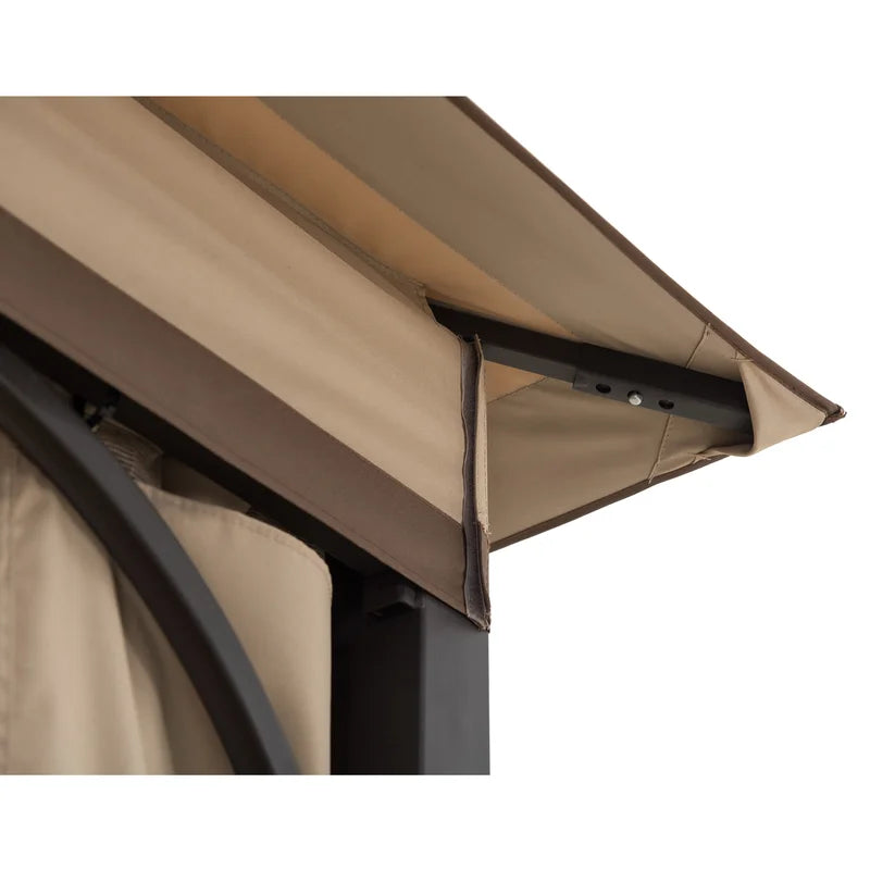 13X13 Ft. Steel Gazebo with 3-Tier Canopy Roof, Outdoor Steel Frame Soft Top Gazebo with Netting and Curtains
