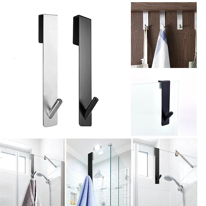 Stainless Steel Glass Shower Door S-Shaped Towel Rack - Bathrobe Hanger