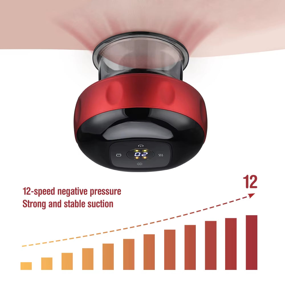6/12 Levels Electric Cupping Massager Intelligent Breathing Negative Pressure Scraping Instrument for Relieve Physical Fatigue