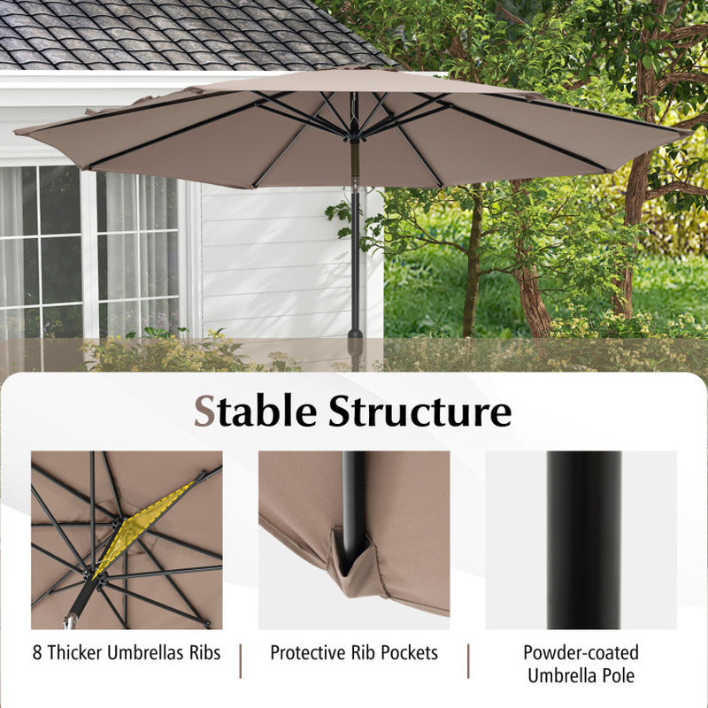 10 Feet Outdoor Patio Umbrella with Tilt Adjustment and Crank