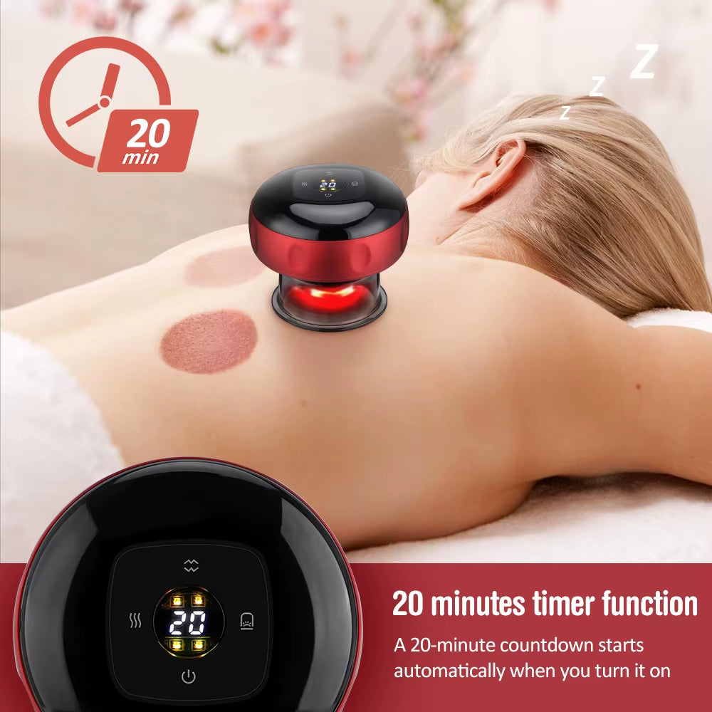 6/12 Levels Electric Cupping Massager Intelligent Breathing Negative Pressure Scraping Instrument for Relieve Physical Fatigue