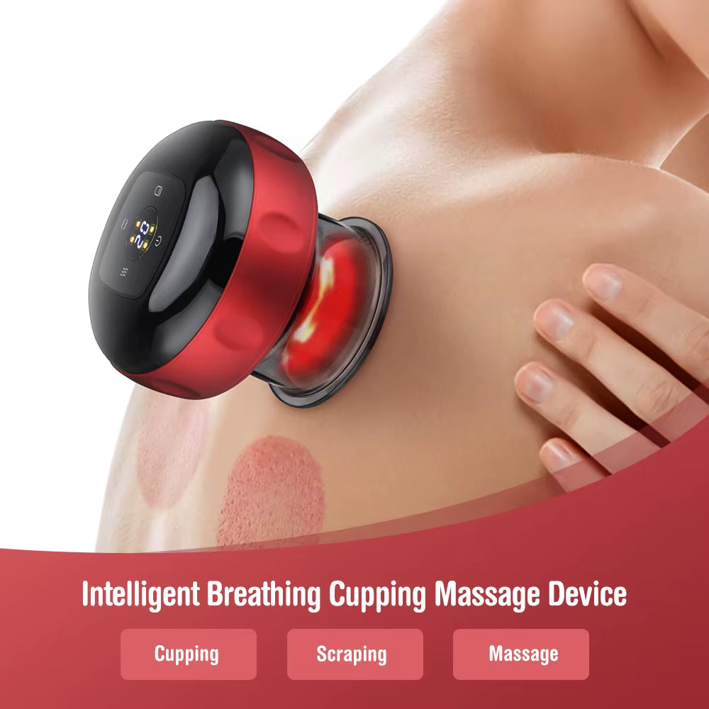 6/12 Levels Electric Cupping Massager Intelligent Breathing Negative Pressure Scraping Instrument for Relieve Physical Fatigue