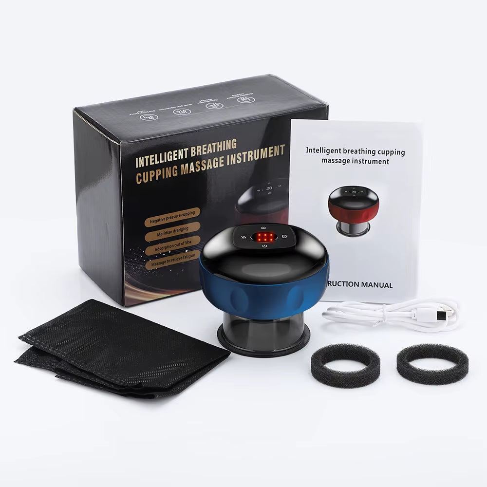6/12 Levels Electric Cupping Massager Intelligent Breathing Negative Pressure Scraping Instrument for Relieve Physical Fatigue