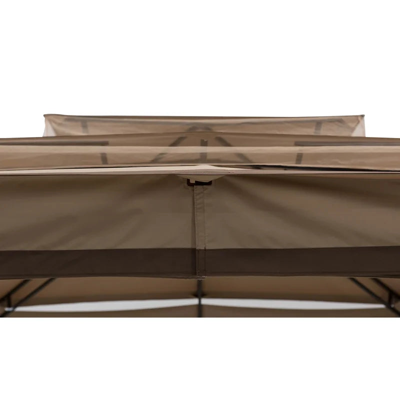 13X13 Ft. Steel Gazebo with 3-Tier Canopy Roof, Outdoor Steel Frame Soft Top Gazebo with Netting and Curtains