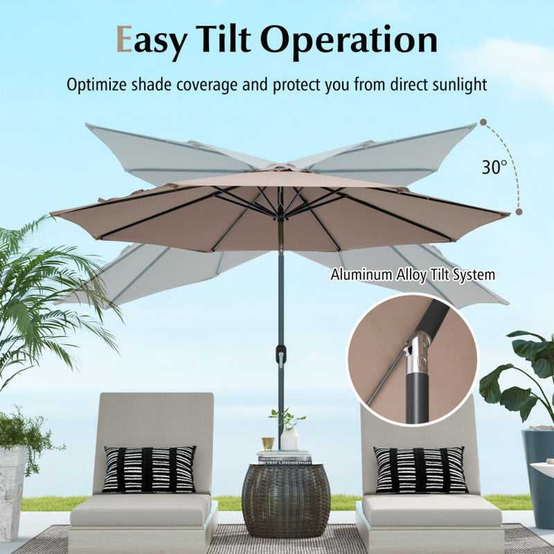 10 Feet Outdoor Patio Umbrella with Tilt Adjustment and Crank