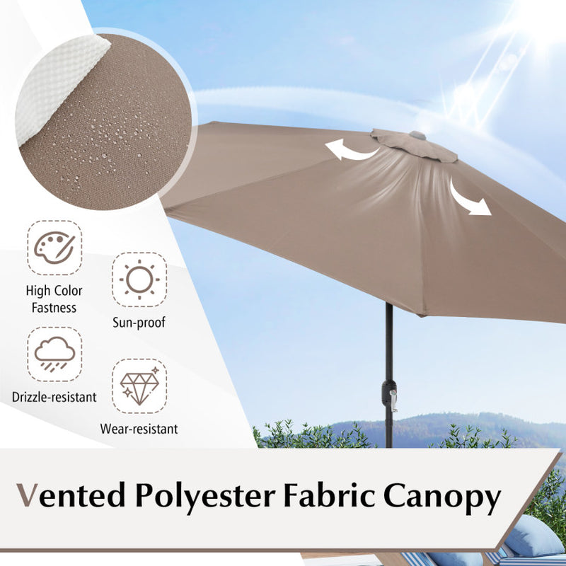 10 Feet Outdoor Patio Umbrella with Tilt Adjustment and Crank