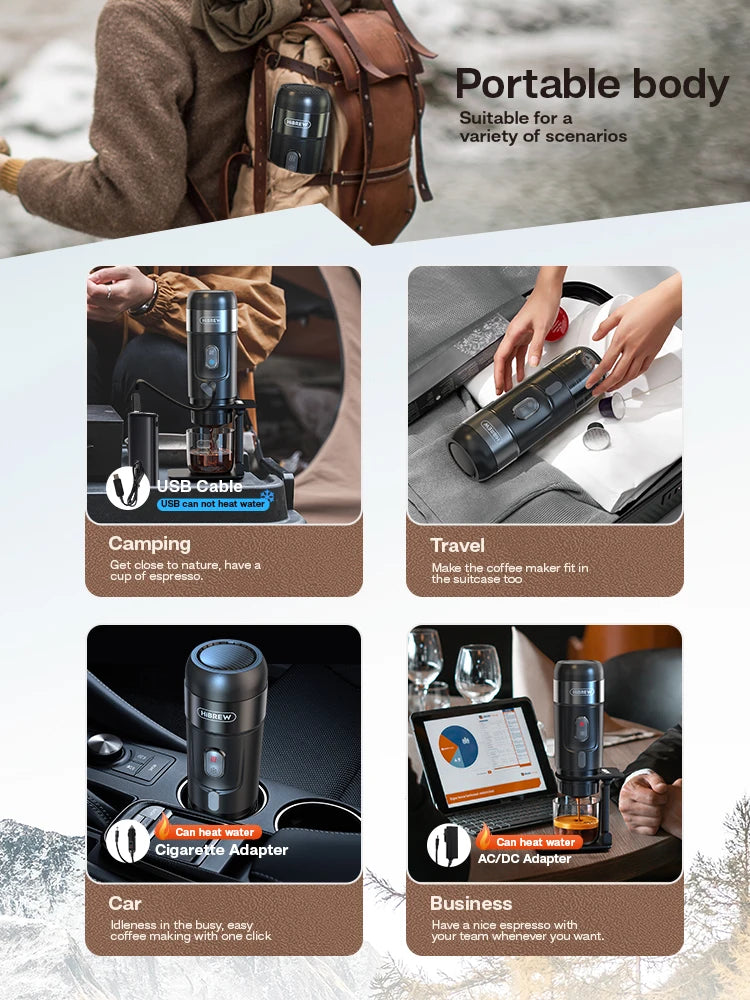HiBREW Portable Coffee Machine for Car & Home,DC12V Expresso Coffee Maker