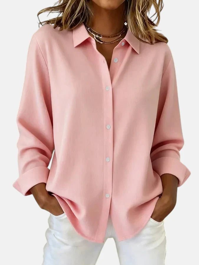 Women's Oversized Long Sleeve Blouse - Pink