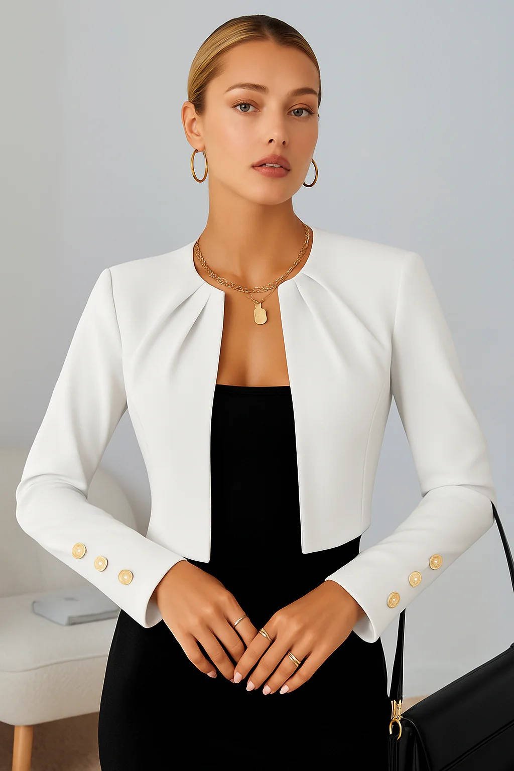 Women's Cropped Blazer - White