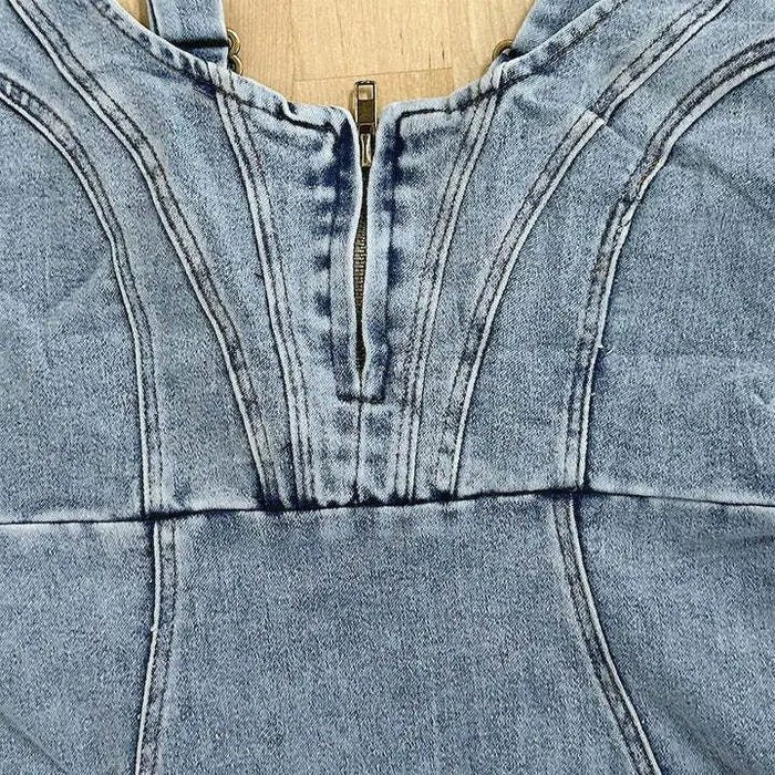 Women's Denim Bodycon Midi Party Dress