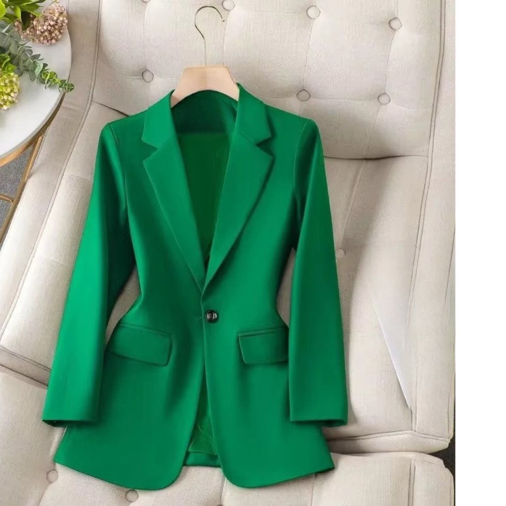 Women's Fitted Single-Button Blazer - Green