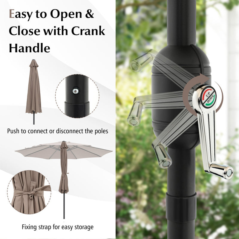 10 Feet Outdoor Patio Umbrella with Tilt Adjustment and Crank