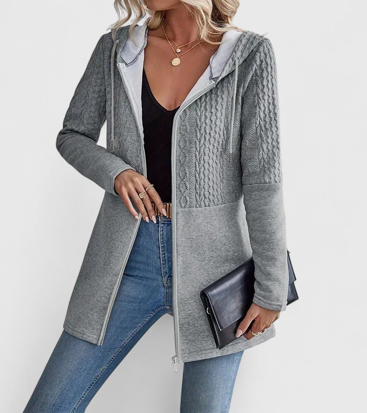 Women's Longline Hooded Cardigan Jacket - Gray