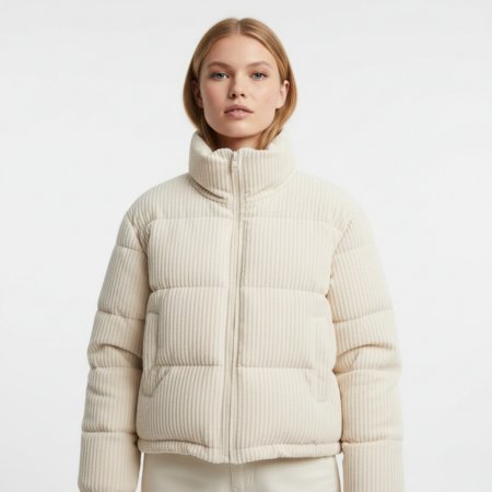 Women's Cropped Corduroy Puffer Jacket
