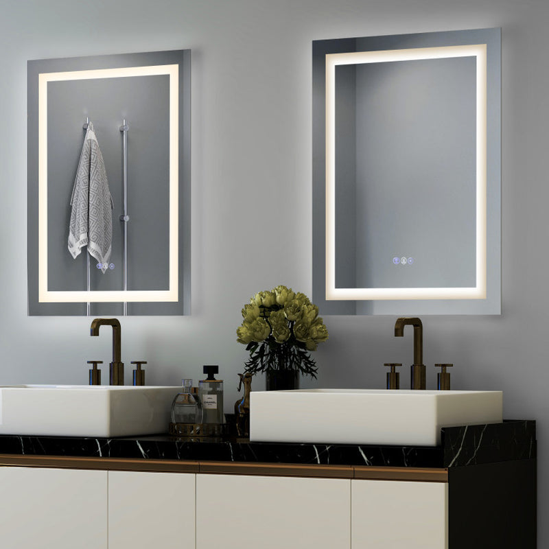 32 Inch X 24 Inch Bathroom Anti-Fog Wall Mirror with Colorful Light