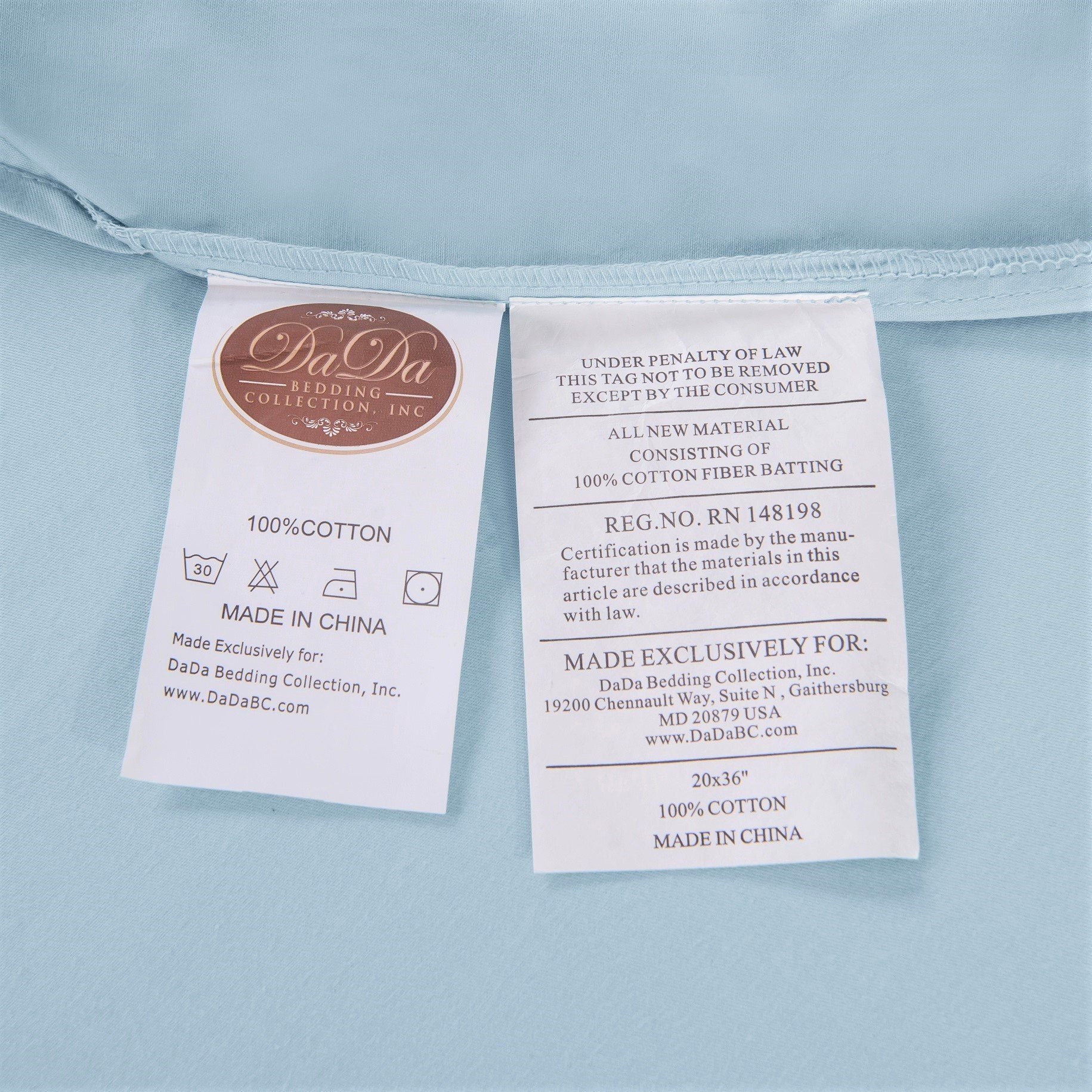 Bedding-Soothing SeaFoam Sky Blue Cotton Fitted Bed Sheet W/Pillow Cases