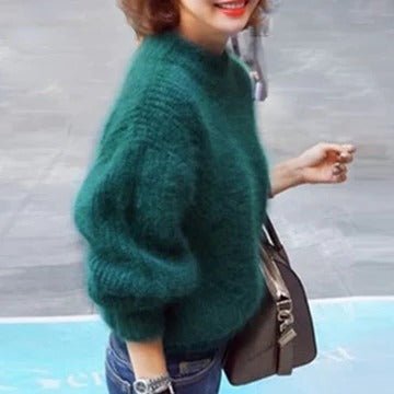 Women's Oversized Knit Roll Neck Jumper - Green