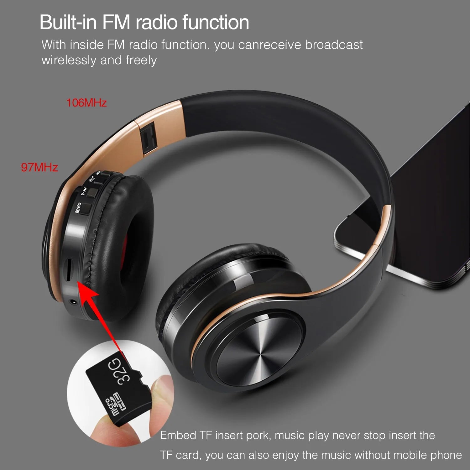 WIFI Stereo Head Phones with Bluetooth