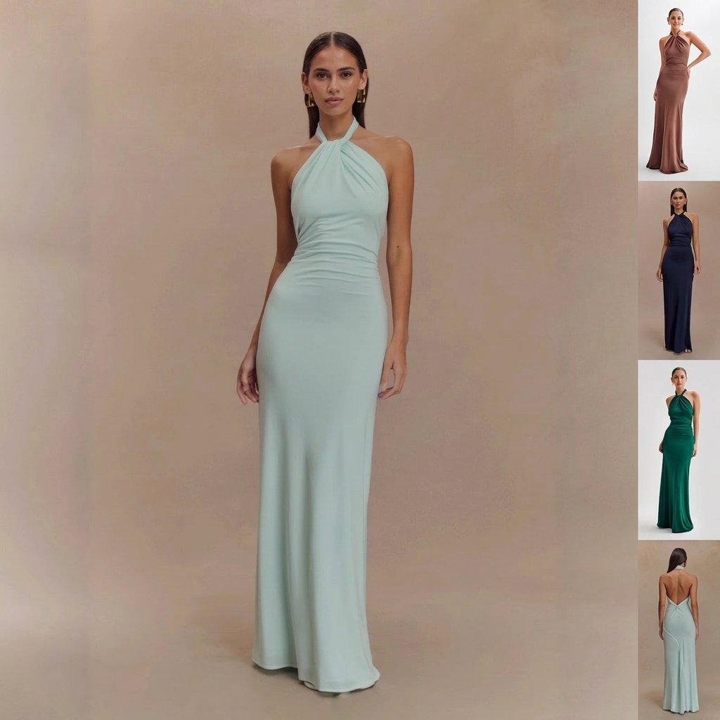 Women's Halter Bodycon Maxi Party Gown
