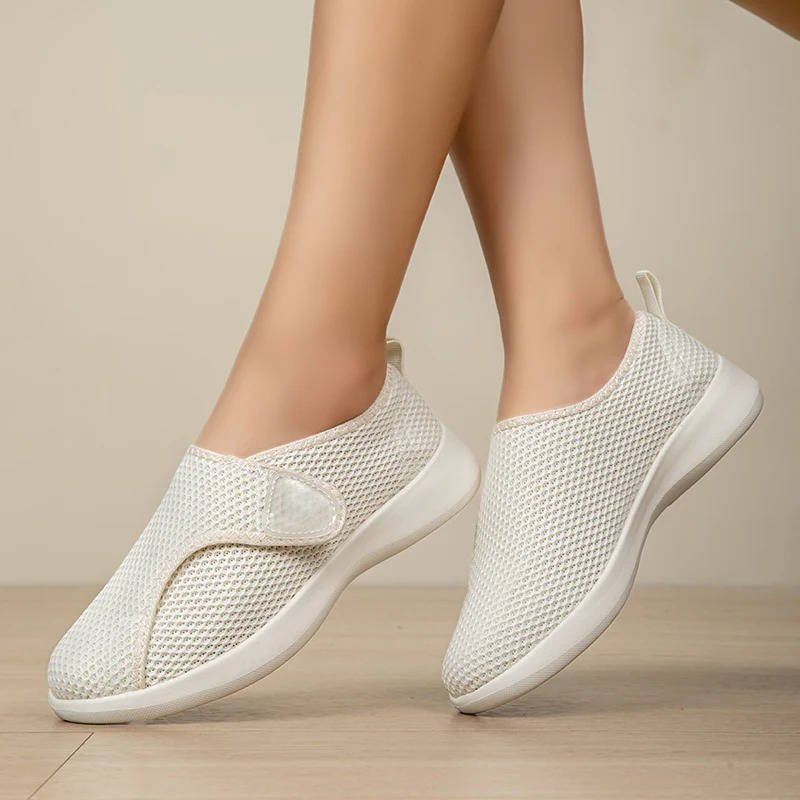 Women's Mesh Slip-On Trainers - Beige