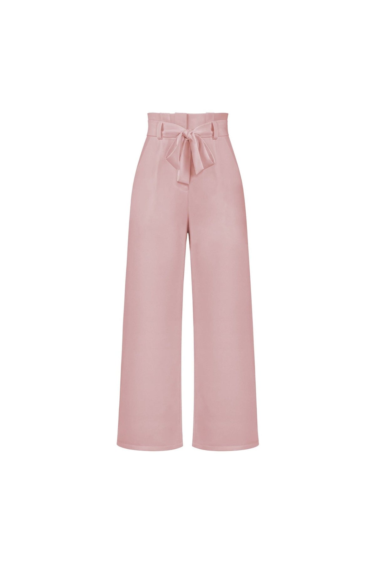 Women's High-Waisted Pleated Wide-Leg Trousers - Pink