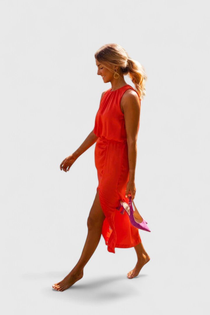 Women's Party Satin Halter Midi Dress