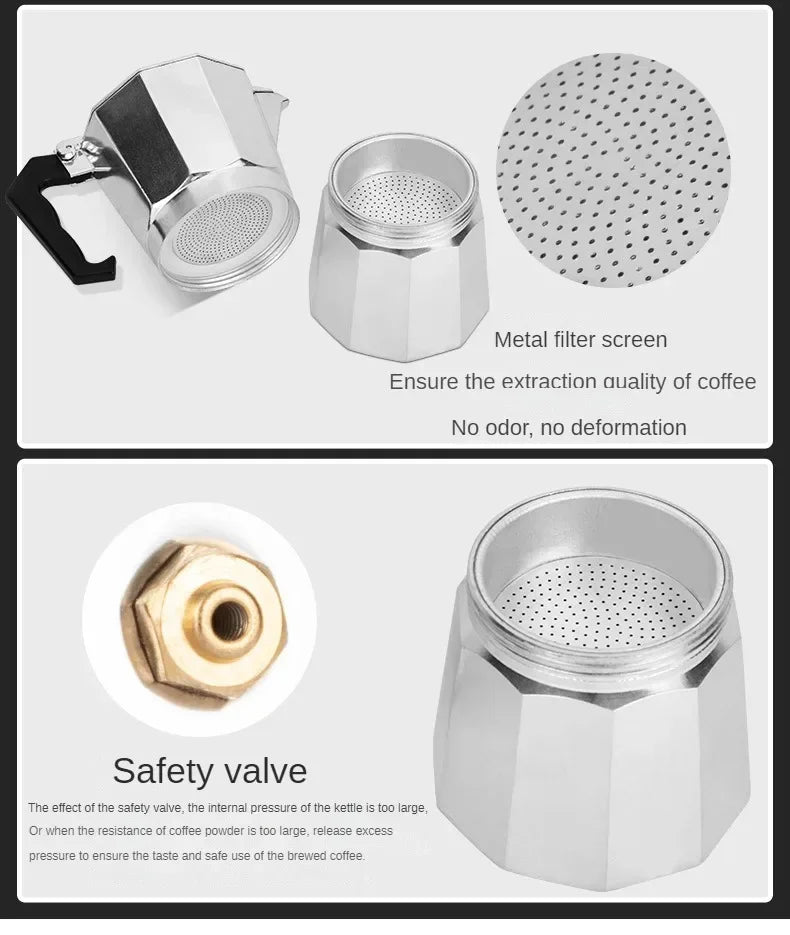 Mocha Coffee Pot-Italian Aluminum Octagonal Shap-Coffee-Tea Maker