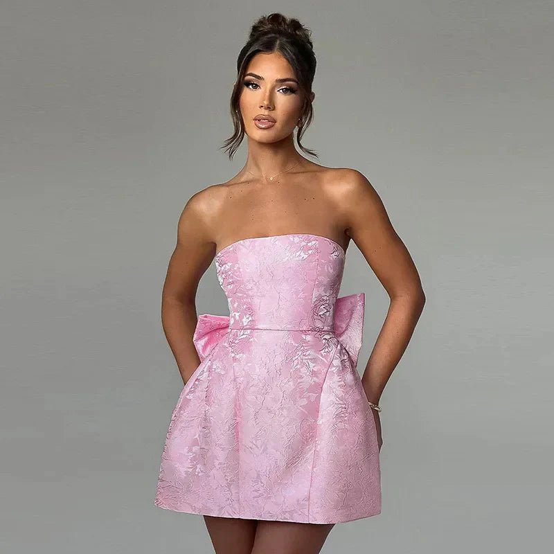 Women's Floral Cocktail Strapless Mini Party Dress