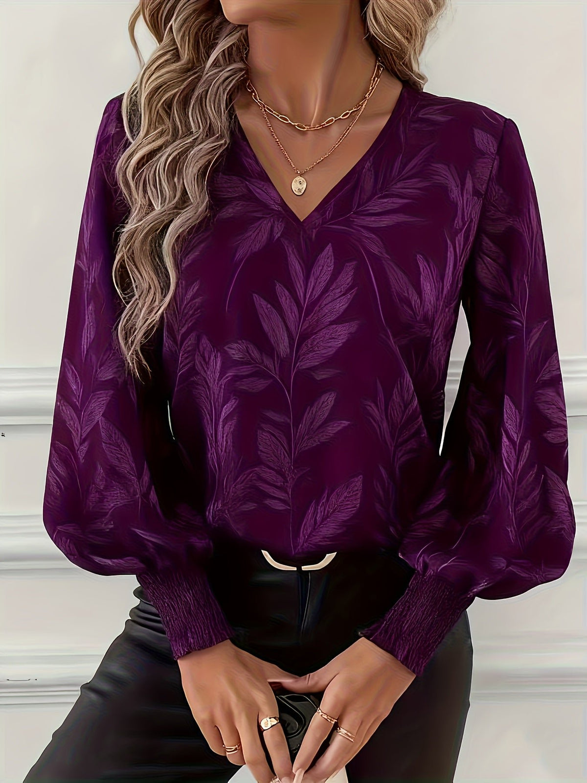 Women's Satin V-Neck Blouse
