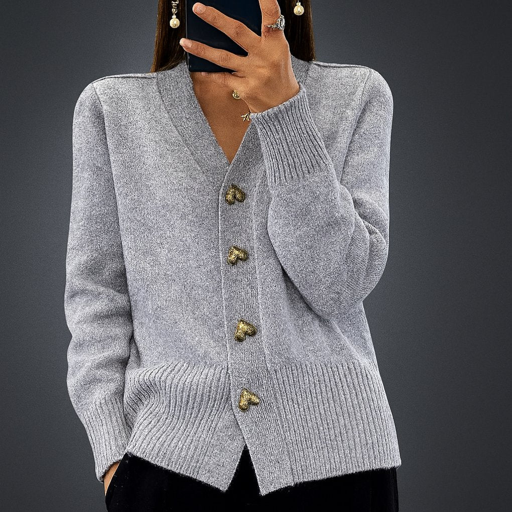 Women's Oversized V-Neck Cardigan - gray