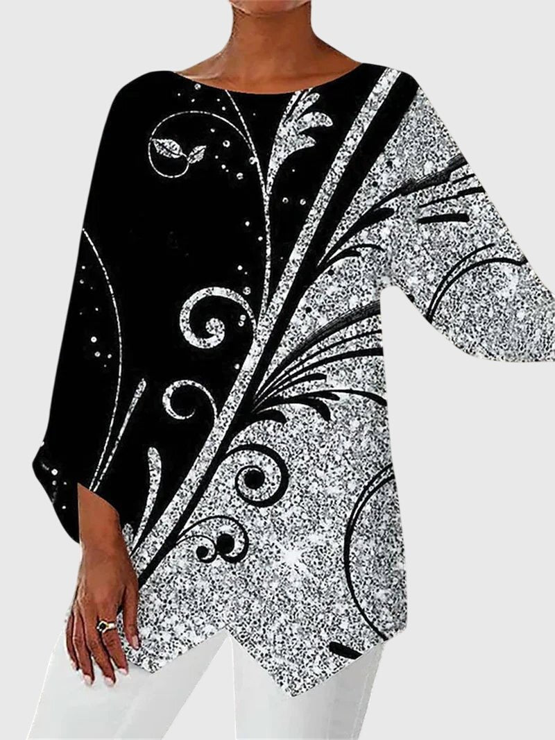 Women's Sequin Long Sleeve Tunic Top - Style 6