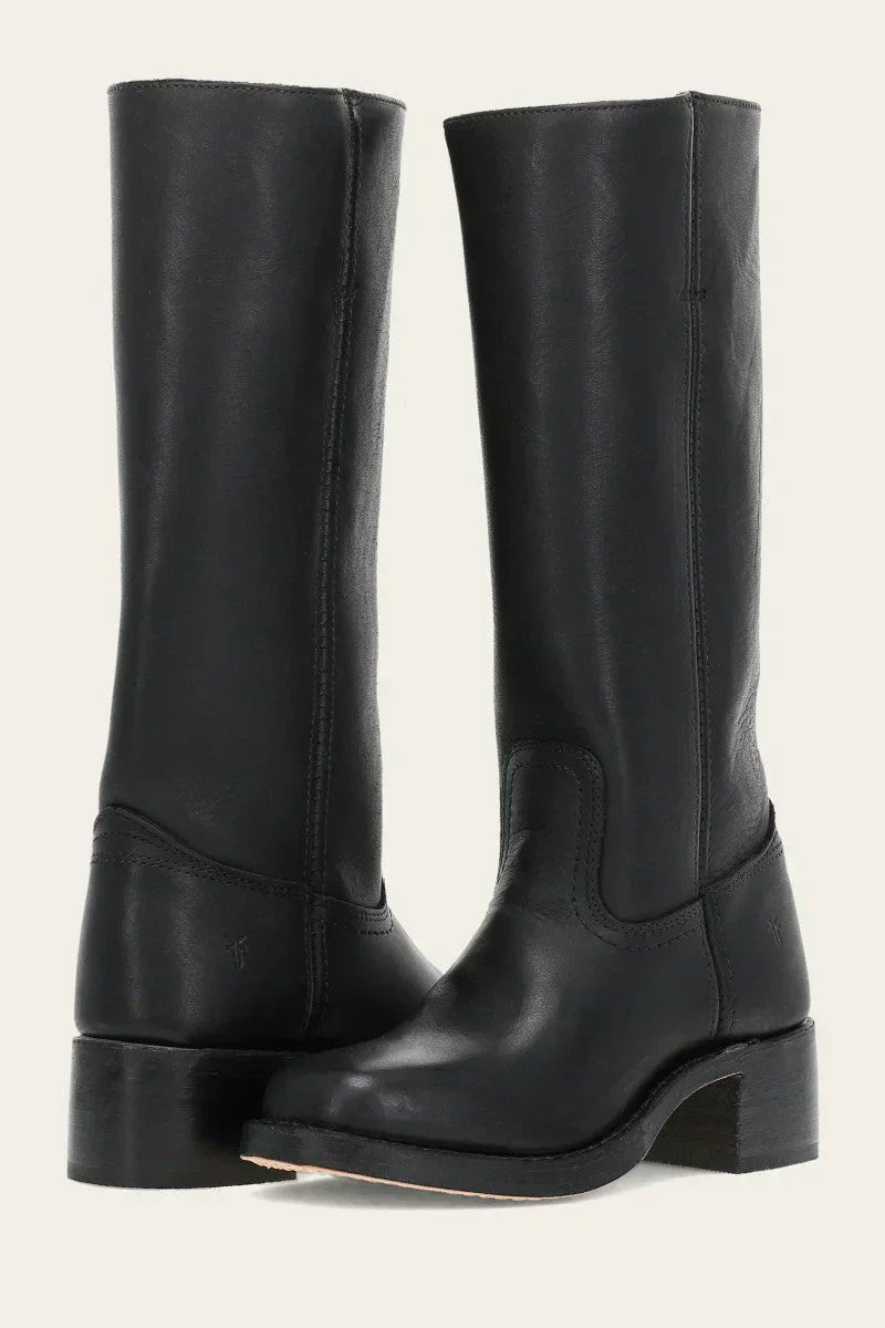 Women's Leather Tall Boots - Black