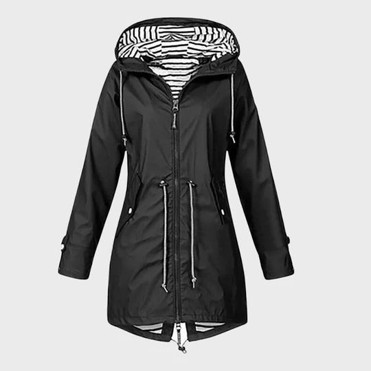 Women's Rain Waterproof Hooded Jacket - Black