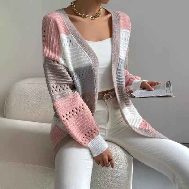 Women's Oversized Knit Ribbed Longline Cardigan - Pink