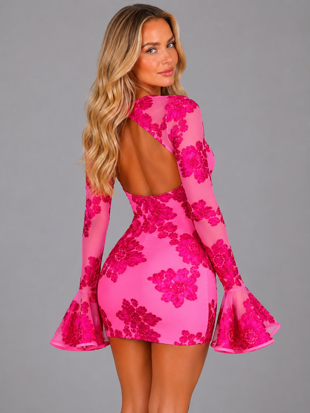 Women's Floral Bodycon Mini Party Dress