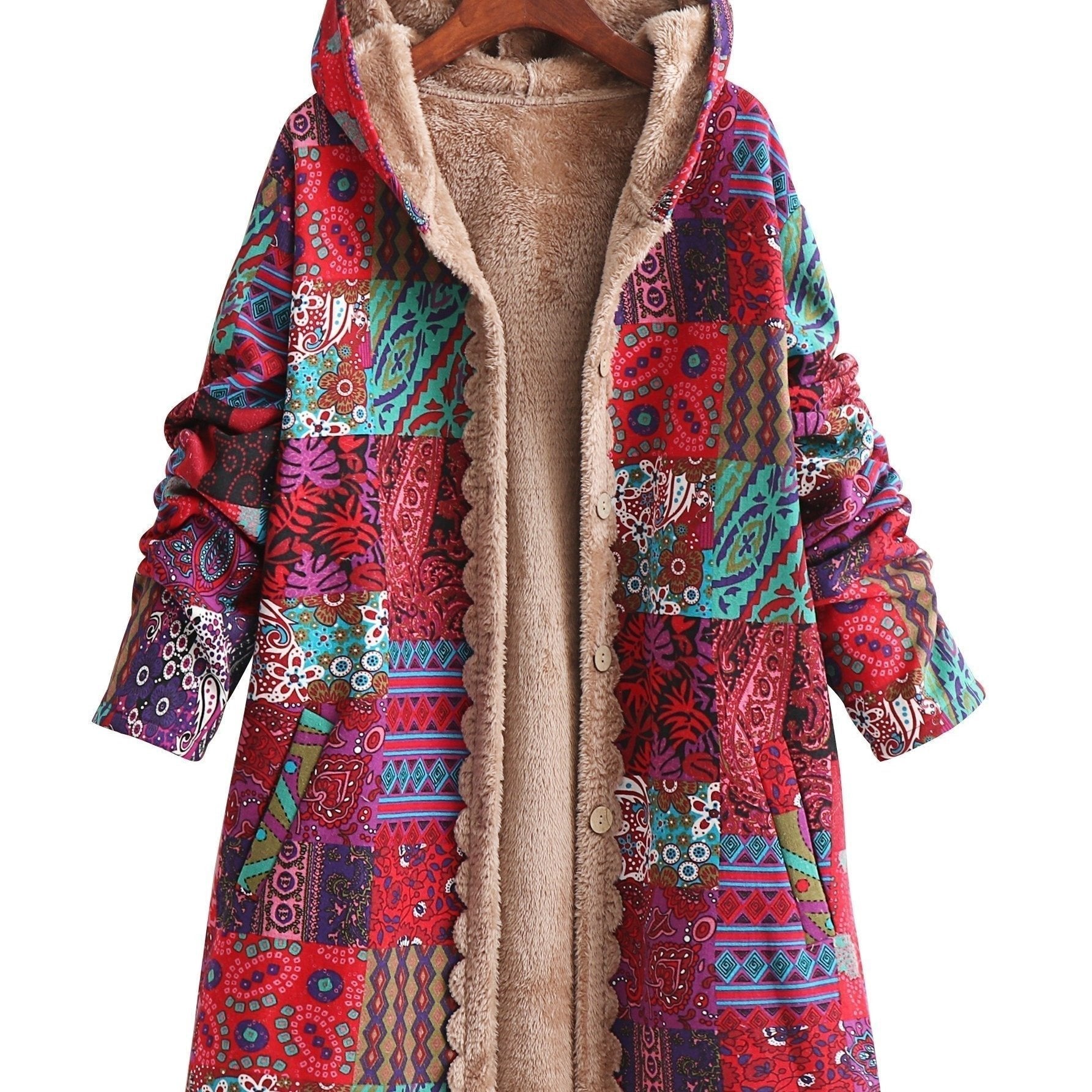 Women's Hooded Longline Teddy Coat