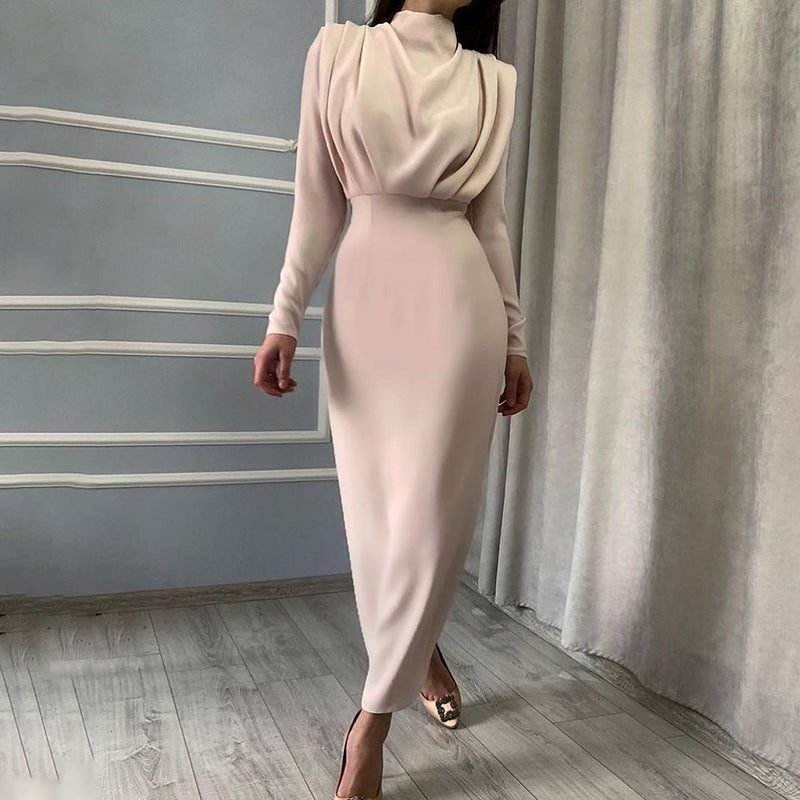 Women's Cocktail Satin Bodycon Midi Party Dress