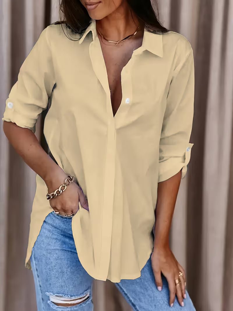 Women's Oversized Chiffon Blouse - Yellow
