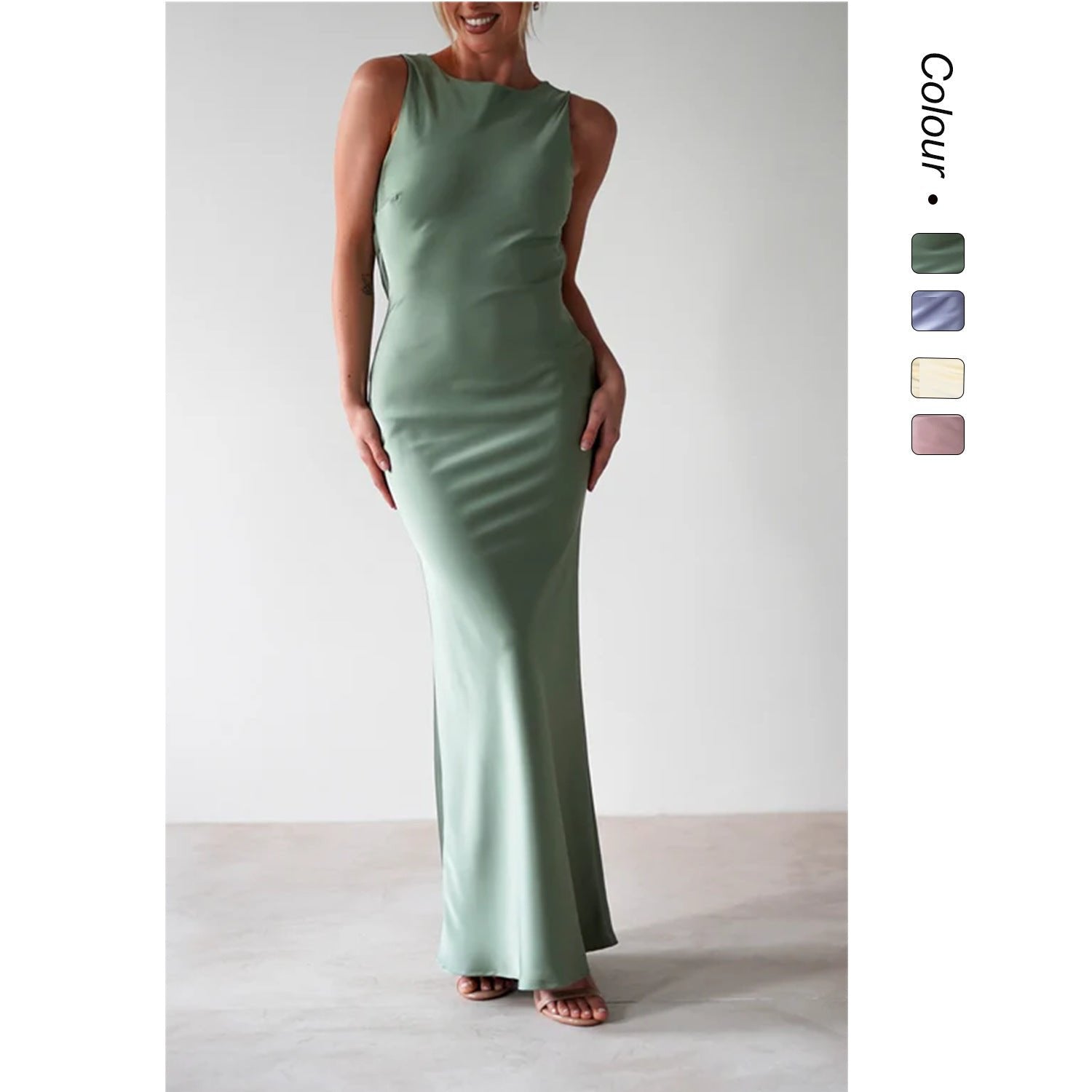 Women's Cocktail Satin Maxi Party Slip Dress