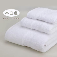 Bath Towel Set with Handkerchief, Face Cloth, Family Terry Towels, Bathroom Gift, 17 Colors, 3 Pcs