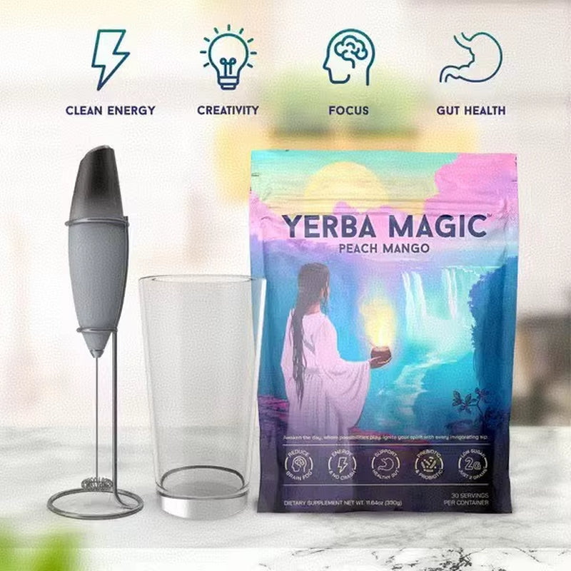 Prebiotics and Probiotics Yerba Mate Instant Tea Powder 3-In-1 Super Drink Clean Energy, Gut Health
