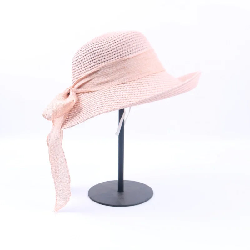 2019 Summer Bow Ribbon Sun Hat Panama Women'S Cap Bonnet Beach Straw Hats Summer Hats for Women Шляпа Соломенная Gorro Mujer