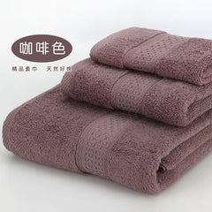 Bath Towel Set with Handkerchief, Face Cloth, Family Terry Towels, Bathroom Gift, 17 Colors, 3 Pcs