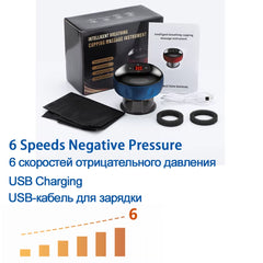 6/12 Levels Electric Cupping Massager Intelligent Breathing Negative Pressure Scraping Instrument for Relieve Physical Fatigue