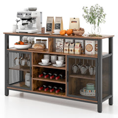 55-Inch Buffet Sideboard with 8-Bottle Wine Racks and Wine Glass Holders