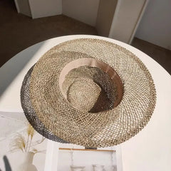 Summer Straw Hat Pearl Pin Women'S Summer Seaside Sunshade Hollow Groove Flat Top Straw Hat Sombrero 여성모자