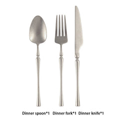 Retro Scrub Stainless Steel Flatware Cutlery Set Knife Fork Spoon Dessert