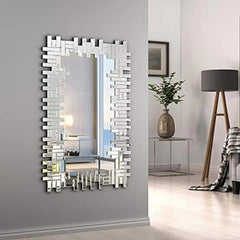 Large Grecian Venetian Mirror Hotel Home Vanity 24.8" X 47.3" Rectangle Reflection Silver Clear Glass Handcrafted Wall